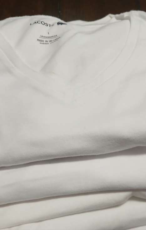 Lacoste Men's V-Neck White Undershirt - Picture 2 of 8